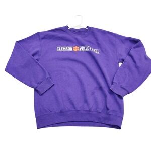 Clemson Tigers Sweatshirt Mens Large Purple NCAA Volleyball Crewneck Fleece